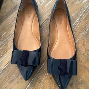 J. Crew Blue Flats with Pointed Toe and Bow